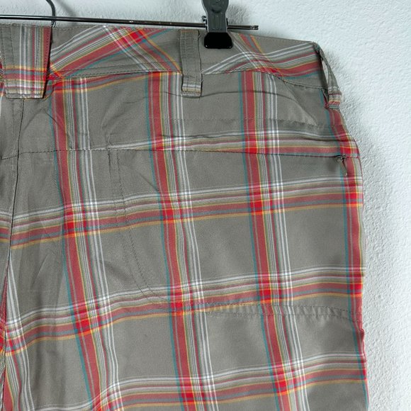 Cabelas Womens Plaid Cargo Shorts Size 14 Brown Red Polyester Fish Golf Hiking - Picture 15 of 15